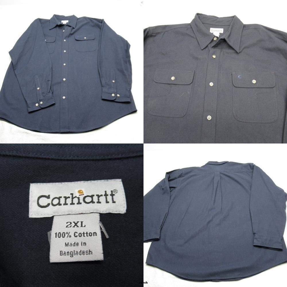 Carhartt Shirt Men 2XL Blue Long Sleeve Rugged Wear Heavy Thick Button Up S215